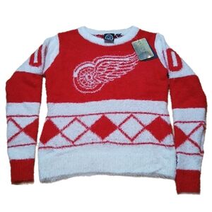 NEW Detroit Red Wings NHL Eyelash Ugly Sweater Holiday Women's Size Small NWT